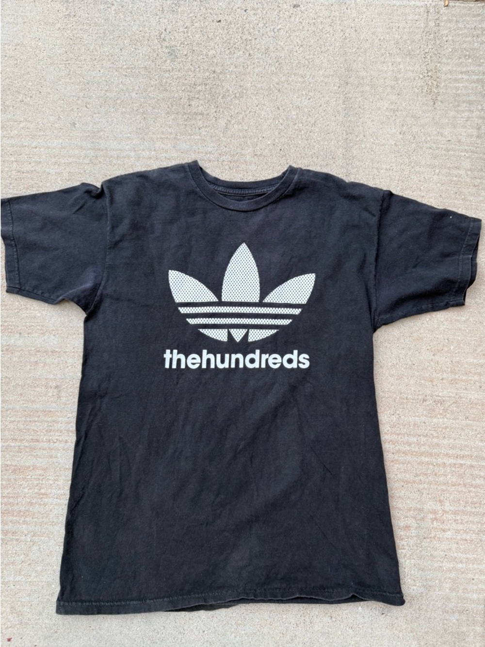 adidas Black Kids Logo Graphic Tee with White Trefoil